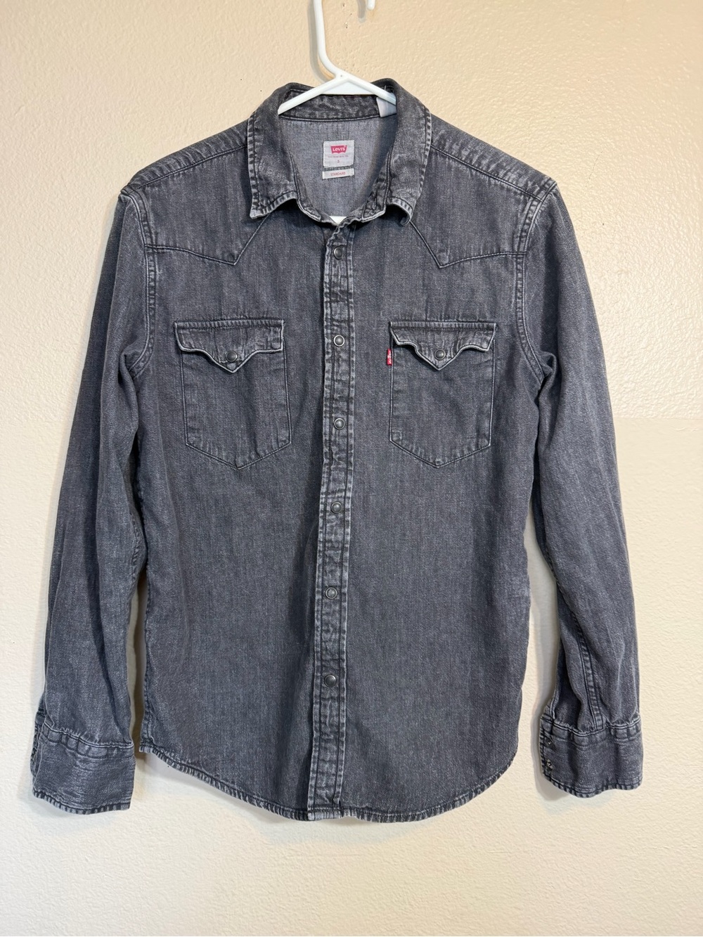 Levi's Men's Black Denim Western Shirt snap Small